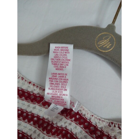 NWT Red White Blue American flag crochet cardigan XL duster Made in USA July 4th - Picture 4 of 6